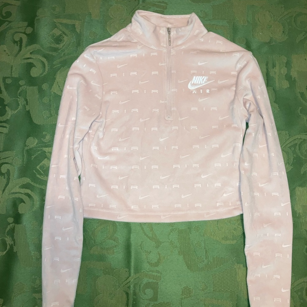Womens Velour 1/4 zipper crop jacket